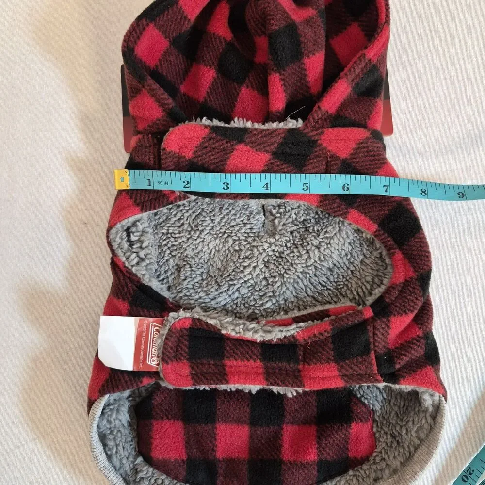 Coleman Pet Plush Jacket Size S Fleece Lined Red Buffalo Check